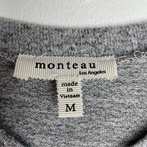 Monteau Preppy Classic Gray Crewneck Roll Tab Layered Sweater Top Blouse - Picture 7 of 8